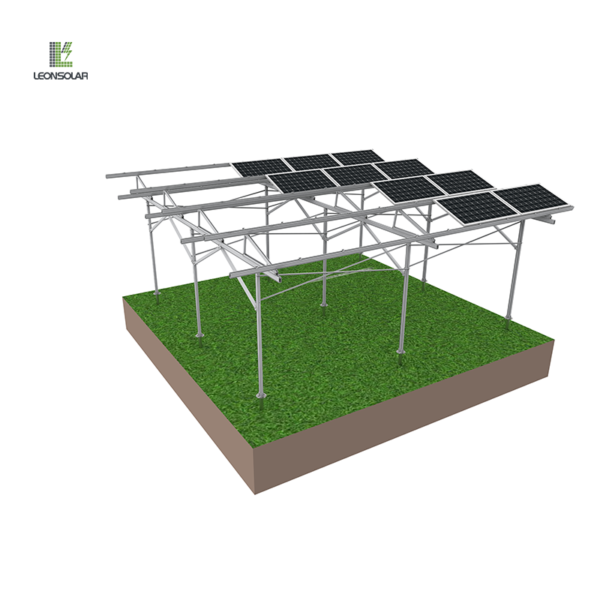 Agricultural solar pv system is designed to be installed higher, and the photovoltaic panel is installed above it, which can shade the sun and generate electricity without delaying the farming.