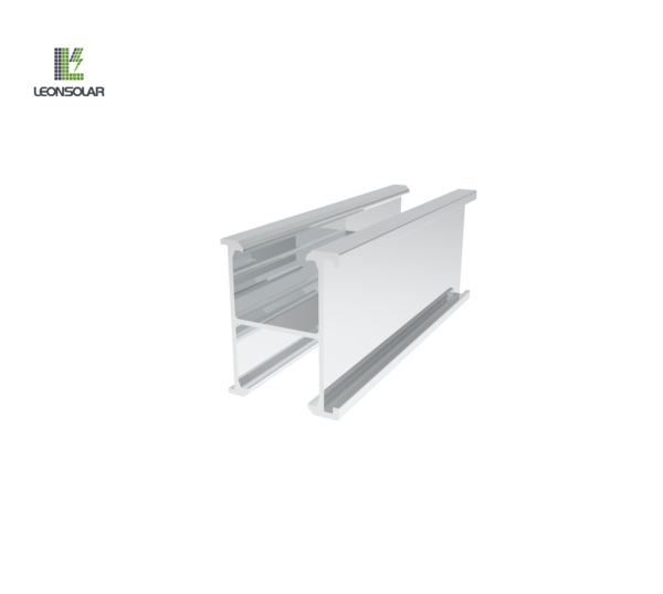 The Solar H rail is an H-shaped mounting system designed to support and secure solar panels during installation